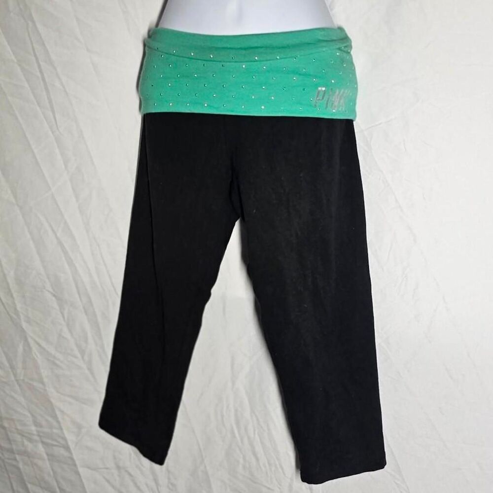 2013 victorias secret pink teal waistband foldover capris